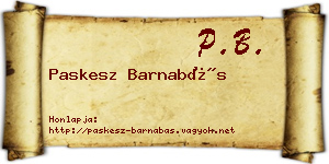Paskesz Barnabás névjegykártya